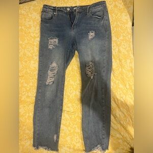 distressed cropped jeans